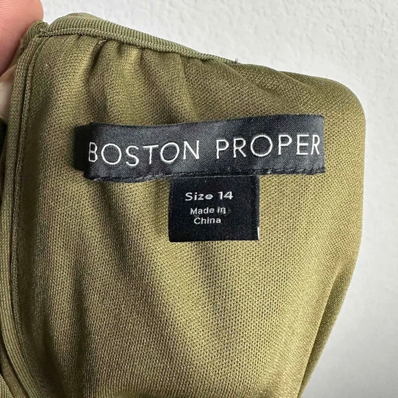 Boston Proper Jumpsuit Women's‎ Size 14 Green Halter Sleeveless Wide Leg Palazzo - Picture 9 of 10